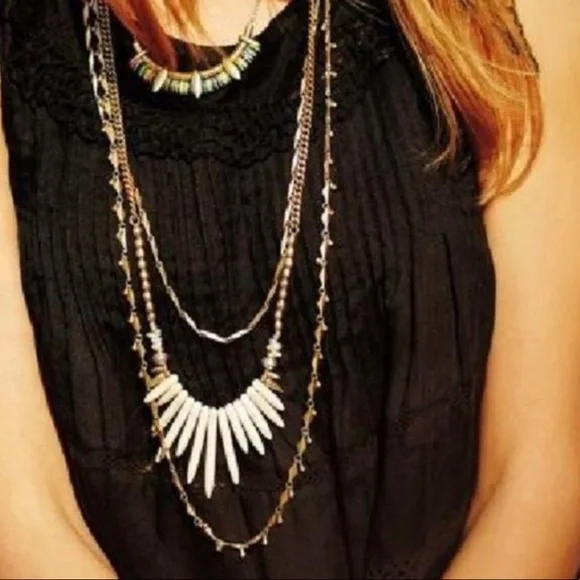 :: Stella & Dot | Versatile Howlite & Gold 5-in-1 Zuni Layering Necklace… - Picture 5 of 16